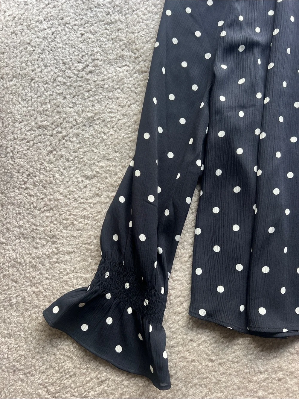LOFT Black Blouse with White Polka Dots - Size XL - New with tags - Picture 7 of 8